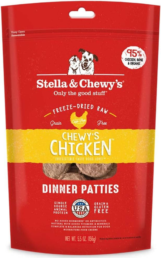 Stella & Chewy's Freeze Dried Raw Dinner Patties – Grain Free Dog Food, Protein Rich Chewy’s Chicken Recipe – 5.5 oz Bag