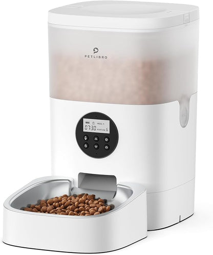 PETLIBRO Automatic Cat Feeder, Automatic Cat Food Dispenser with Timer Interactive Voice Recorder, Auto Cat Feeder with 1-4 Meals Control Dry Food, White Transparent