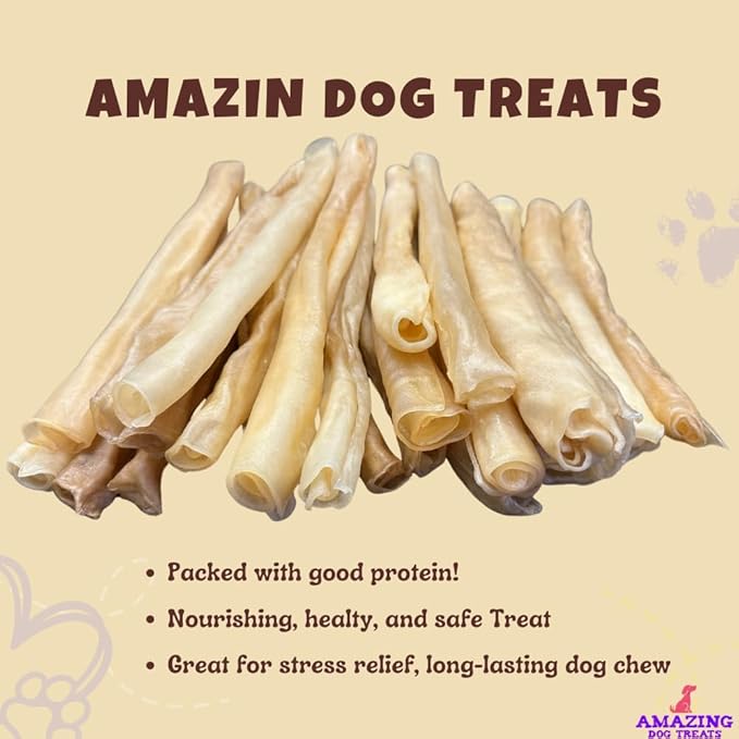 Amazing Dog Treats - Large Collagen Stick - (12 Inch - 50 Count) - Collagen Beef Cheek Rolls for Dogs - 100% Pure Collagen Sticks for Dogs - No Hide Bones for Dogs
