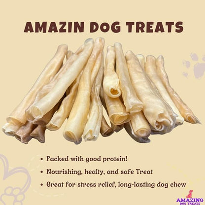 Amazing Dog Treats - Large Collagen Stick - (12 Inch - 50 Count) - Collagen Beef Cheek Rolls for Dogs - 100% Pure Collagen Sticks for Dogs - No Hide Bones for Dogs