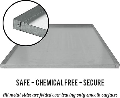 KOPEKS - Heavy Duty Multipurpose Replacement Metal Tray - Galvanized - Rust & Crack Proof - Several for Pet Crates, Grease Trap and Others (23.5 x 17.5 Inches, Metal Tray)