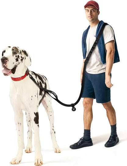 Hands Free Dog Leash,8.2ft Crossbody Dog Leash with Hanging Strap/Hanging Buckle/Poop Bag Holder/Explosion-Proof Handle,Adjustable Crossbody Rope for Dogs Walking,Jogging and Running,18-110lbs,Black