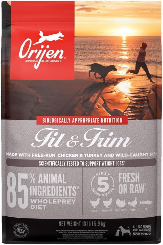 ORIJEN Fit & Trim Dog Food, Healthy Weight Recipe, Grain Free, Fresh & Raw Animal Ingredients, 13lb