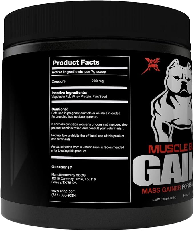 Gains - Mass Weight Gainer, Whey Protein for Dogs (Bull Breeds, Pit Bulls, Bullies) Increase Healthy Natural Weight, Made in The USA (180 Servings)