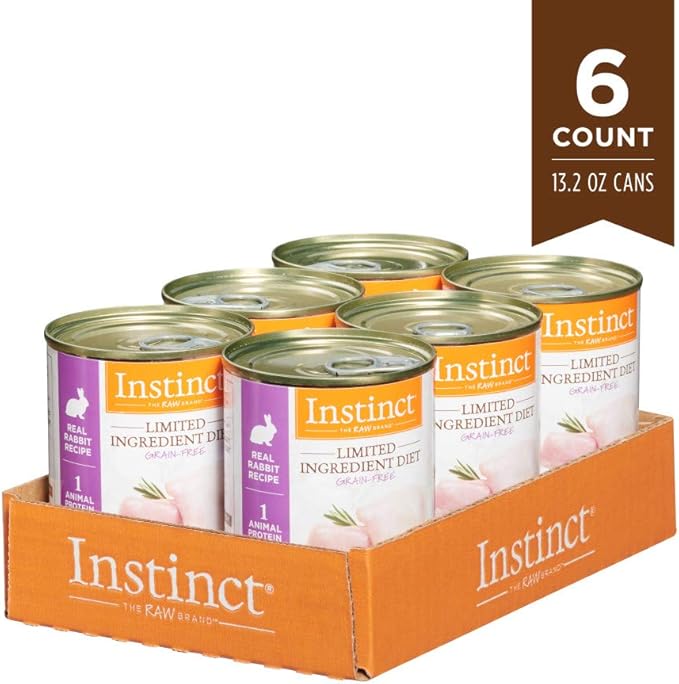 Instinct Limited Ingredient Diet Grain Free Real Rabbit Recipe Natural Wet Canned Dog Food, 13.2 Ounce (Pack of 6)