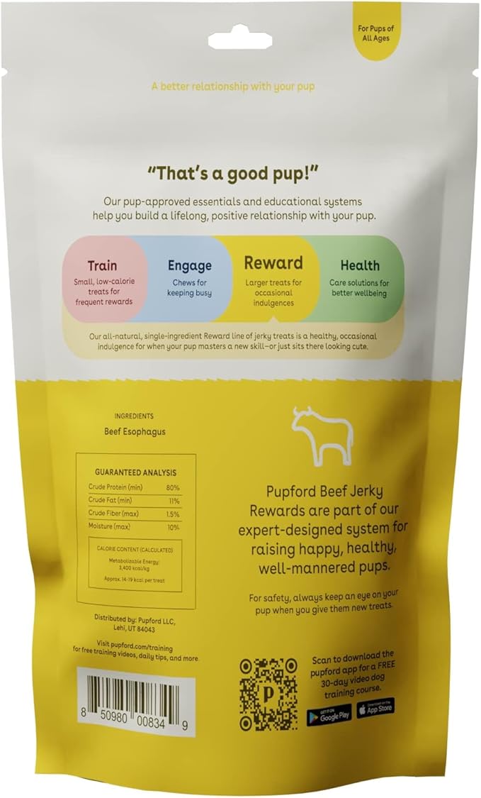 Pupford Beef Jerky Treats for Dogs for Large & Small Dogs of All Ages | Made in USA, 100% Real Meat & No Fillers | Dogs Love These Tasty Dog Snacks (Beef Bundle, 2 Beef Jerky 8oz Bags)