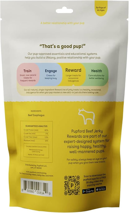 Pupford Beef Jerky Treats for Dogs for Large & Small Dogs of All Ages | Made in USA, 100% Real Meat & No Fillers | Dogs Love These Tasty Dog Snacks (Beef Bundle, 2 Beef Jerky 8oz Bags)
