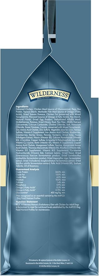 Blue Buffalo Wilderness Adult High-Protein Dry Dog Food with Real Chicken, Grain-Free, Made in the USA with Natural Ingredients, Chicken, 4.5-lb. Bag