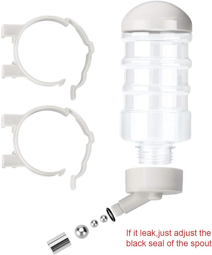 No Drip Dog Kennel Water Bottle Dispenser for Crate, 400ml Dripless Pet Drinking Fountains Kettle with Automatically Feeding Water (Red) (White)