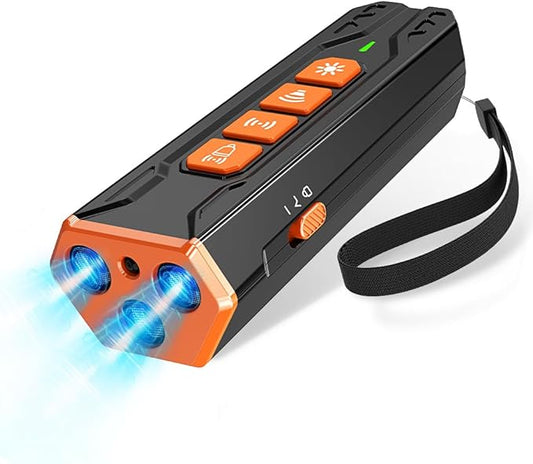 Anti barking device, Rechargeable ultrasonic dog repeller, up to 23 Ft Effective Control Range, Safe for Human & Dogs, Portable Indoor & Outdoor, Dog Training & Behavior Aids (Black Orange)