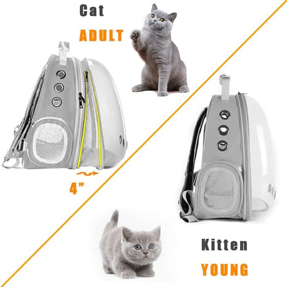 Front Expandable Cat Backpack, Fit up to 20 lbs, Space Capsule Bubble Window Pet Carrier Backpack for Large Fat Cat and Small Puppy