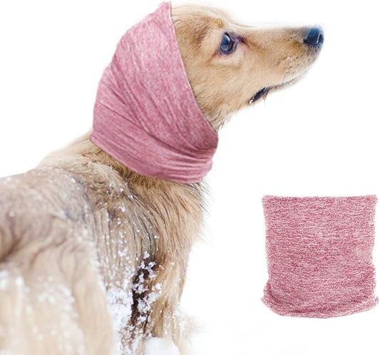Quiet Ears for Dogs, No Flap Ear Muffs for Anxiety Relief& Calming Dogs, Dog Snood for Noise Protection Grooming, Neck and Ear Warm Ear Muffs for Cats&Dogs,Pink M
