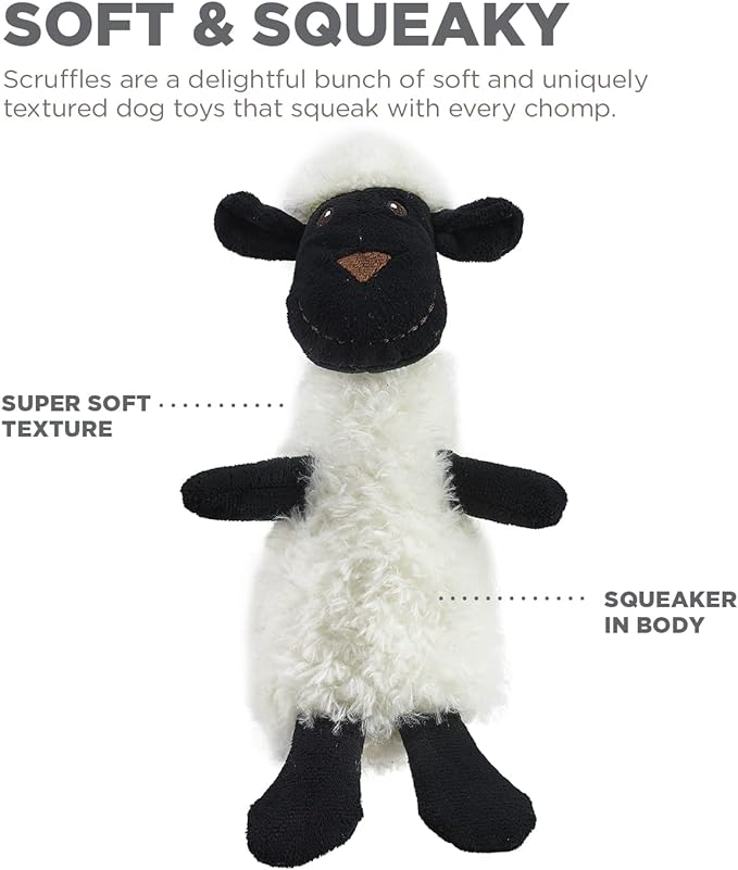 Outward Hound Scruffles Lamb Plush Squeaky Dog Toy, Small
