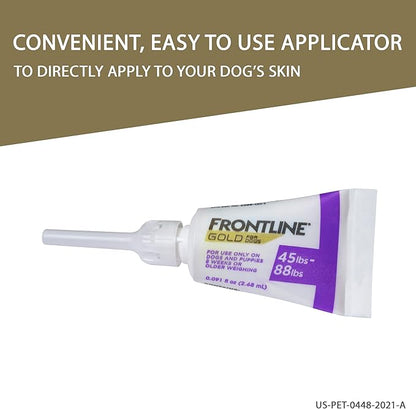 FRONTLINE Gold Flea & Tick Treatment for Large Dogs Up to 45 to 88 lbs., Pack of 3