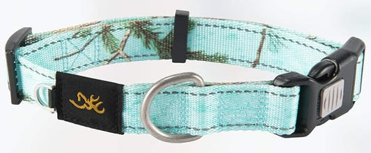Browning Classic Preformance Webbing Pet Collar, Fully Adjustable, Available in Solid Colors and Camo Patterns, Realtree Xtra Seaglass, Large