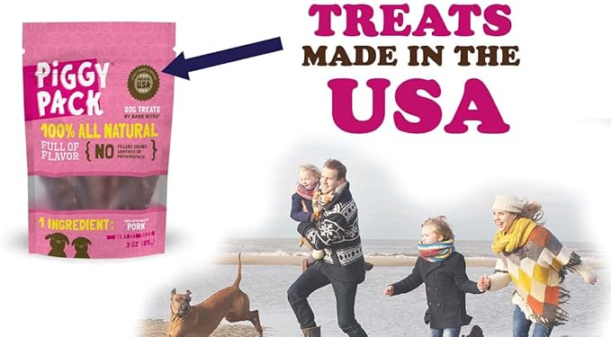 Piggy Pack Dog Pork Jerky Treats, All Natural, Made in USA (3 oz)