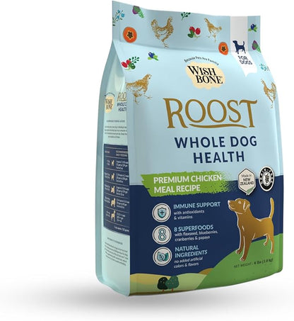 Wishbone Roost New Zealand Chicken Dry Dog Food, Gluten-Free, Grain-Free Formula for Overall Pet Health - 4 lb