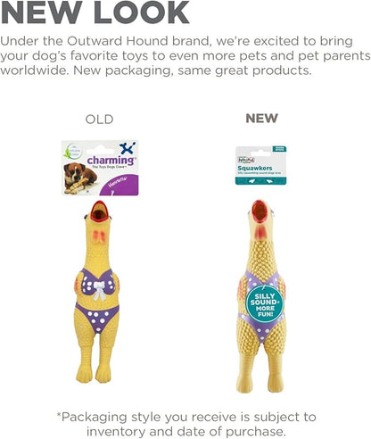 Outward Hound Squawkers Henrietta Latex Rubber Chicken Interactive Dog Toy, Large