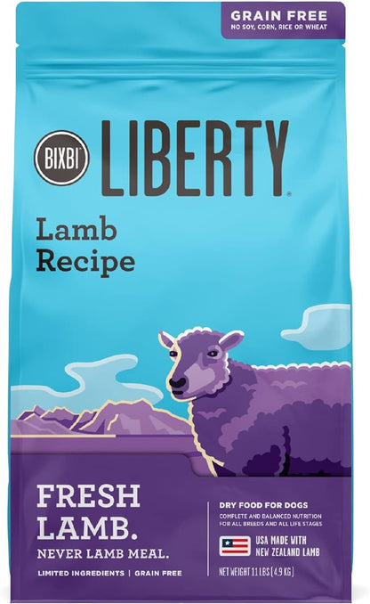 Bixbi Liberty Grain Free Dry Dog Food, Lamb Recipe, 11 lbs - Fresh Meat, No Meat Meal, No Fillers for Easy Digestion - USA Made