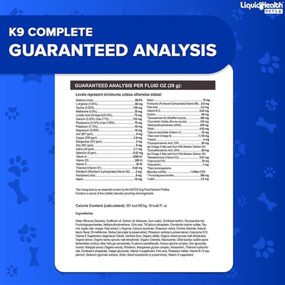 LiquidHealth 32 Oz K9 Complete 8-in-1 Liquid Multivitamin for Dogs & Puppies, All in One Complete Formula Dog Snob, Senior Puppy Dog Diet, Canine Vitamins, Skin and Coat, Joint Health, Immune Support