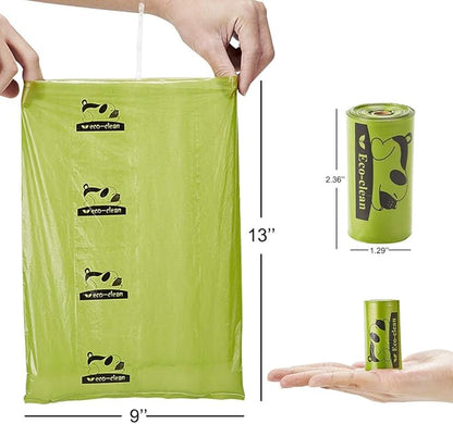 ECO-CLEAN Poop Bags Biodegradable, 16 Rolls/240 Bags, Dog Waste Bags, Unscented, Leak-Proof, Easy Tear- Off