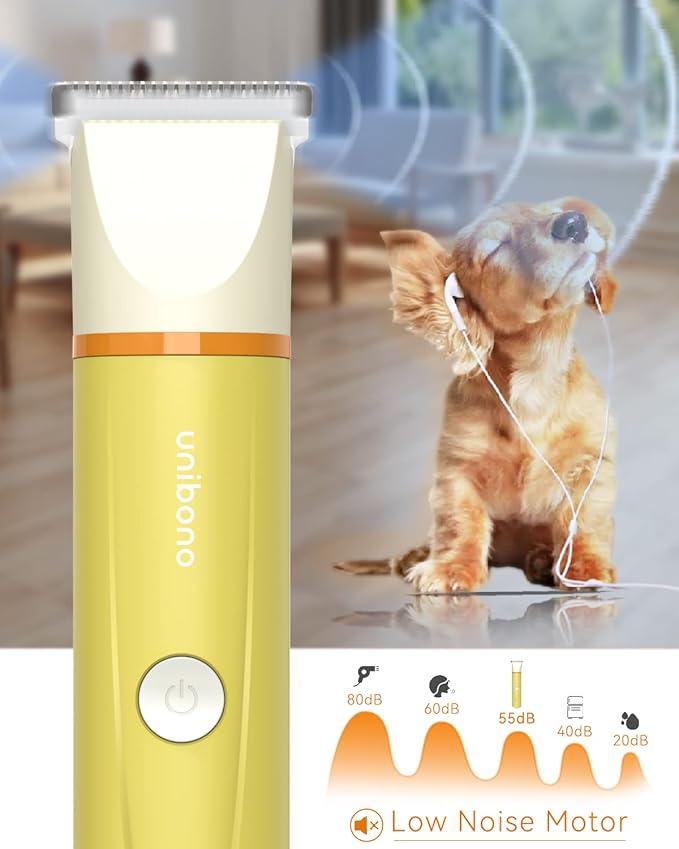 Dog Grooming Clippers Kit, All-in-One Low Noise Paw Trimmer Electric Small Puppy Clippers Rechargeable Cordless IPx7 Waterproof Cat Claw Trimmer Nail Grinder for Dogs Cats at Home