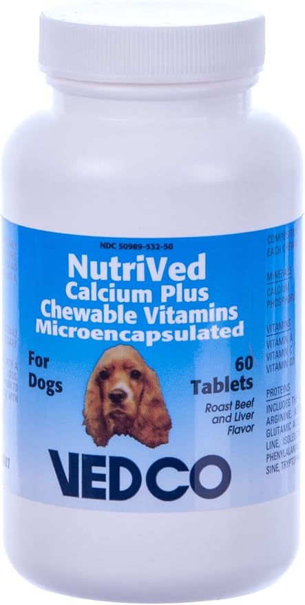 NutriVed Calcium Plus Chewable Vitamins For Dogs - 60 Tablets