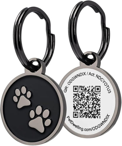 Advanced QR Code Pet ID Tags for Small to Medium Dogs and Cats: Online Pet Profile & Instant Scan Location Email Alert(Lux Black Mini)