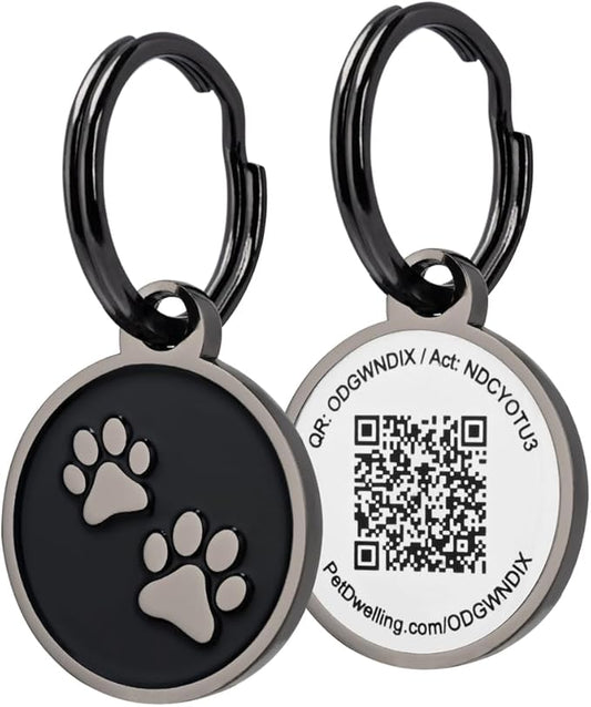 Advanced QR Code Pet ID Tags for Small to Medium Dogs and Cats: Online Pet Profile & Instant Scan Location Email Alert(Lux Black Mini)