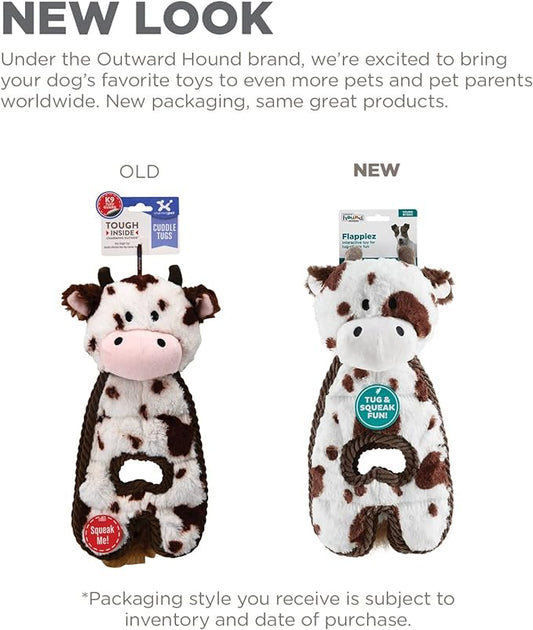 Outward Hound Cuddle Tugs Cow Plush Squeaky Dog Toy