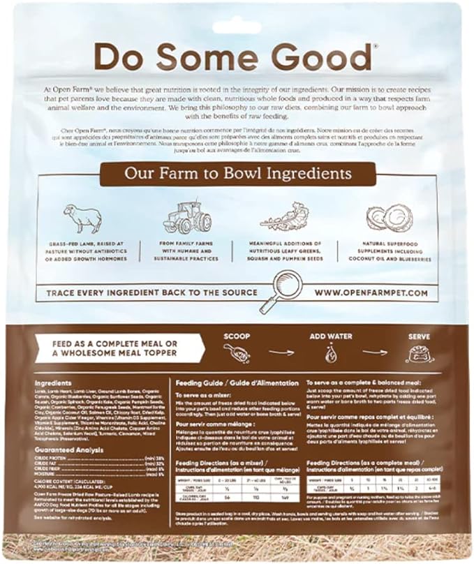 Open Farm Freeze Dried Raw Dog Food, Humanely Raised Meat Recipe with Non-GMO Superfoods and No Artificial Flavors or Preservatives (22 Ounce (Pack of 1), Pasture Raised Lamb)