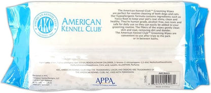 American Kennel Club AKC Dog Wipes for Cleansing & Deodorizing great for Face, Ears, Paws, Body, & Butt - Fresh Scented - 100pk