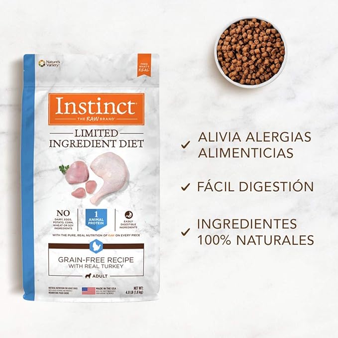 Instinct Limited Ingredient Diet Grain Free Recipe with Real Turkey Natural Dry Dog Food by Nature's Variety, 22 lb. Bag
