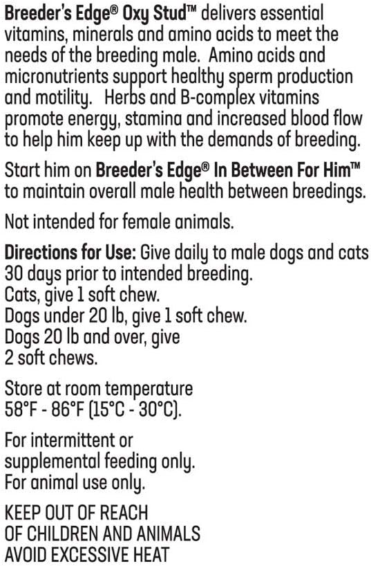 Breeder's Edge Oxy Stud- Male Performance Supplement- for Small Dogs & Cats- 60ct Soft Chews