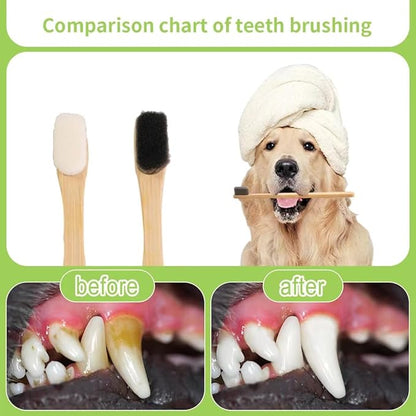 Dog Toothbrush, Micro Nano Ultra Soft Bristle Dog Toothbrush for Sensitive Gum Dog, Dog Teeth Cleaning, Dog Bamboo Toothbrush, for Medium & Large Dog, Fresh Breath (4)