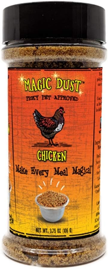 Wild Meadow Farms - Magic Dust Chicken Jerky Topper, Single Protein Pet Food Topper for Dogs & Cats, Enhance Flavor & Elevate Mealtime Excitement for Picky Eaters - 3.5 Ounce Bottle in Chicken Flavor