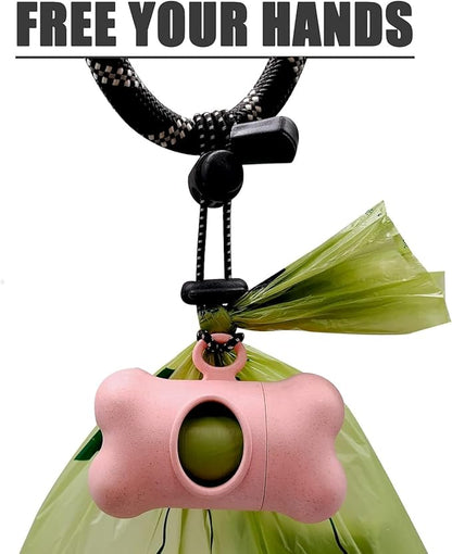 Bag Dispenser Dog Poop Bags Holder Dog Waste Bags Dispenser with Leak-Proof Green Poop Bags for Leash On The Go for Walking Dogs Outdoor(2 Holders 30 Bags,Pink)