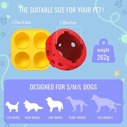 Fillable Dog Chew Toy, Treat Tray for Frozen Dog Food, DIY Fillable Rubber Treat Toy and Silicone Molds, Sturdy Chew Enrichment Stimulation Toys (Red)