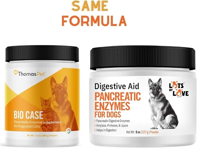 Pancreatic Digestive Enzymes for Dog & Cat (8 Oz Powder) - Thomas Labs Bio Case Earlier - Good Support for EPI - Lots of Love Pet Products