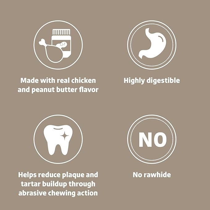 Amazon Brand - Wonder Bound Chicken Wrapped Medium Sticks, Peanut Butter Flavor - 8 Count - Rawhide-Free Dog Treats, Dental Health Chews for Plaque & Tartar Control, Easy to Digest, Long-Lasting