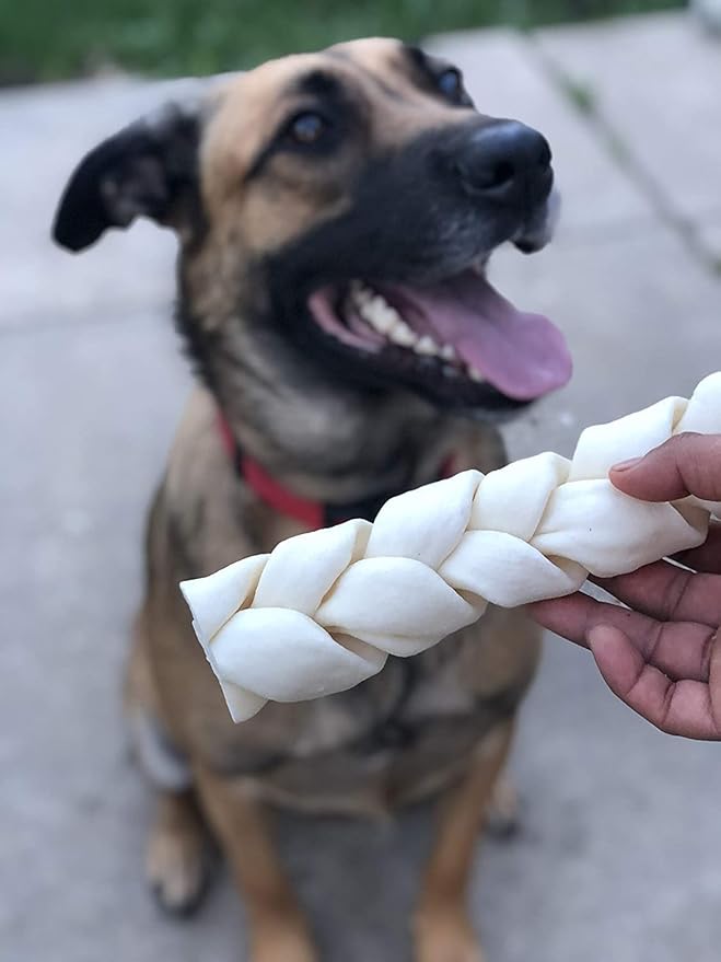 Pet Factory 100% Made in USA Beefhide 7" Braided Sticks Dog Chew Treats - Natural Flavor, 6 Count/1 Pack