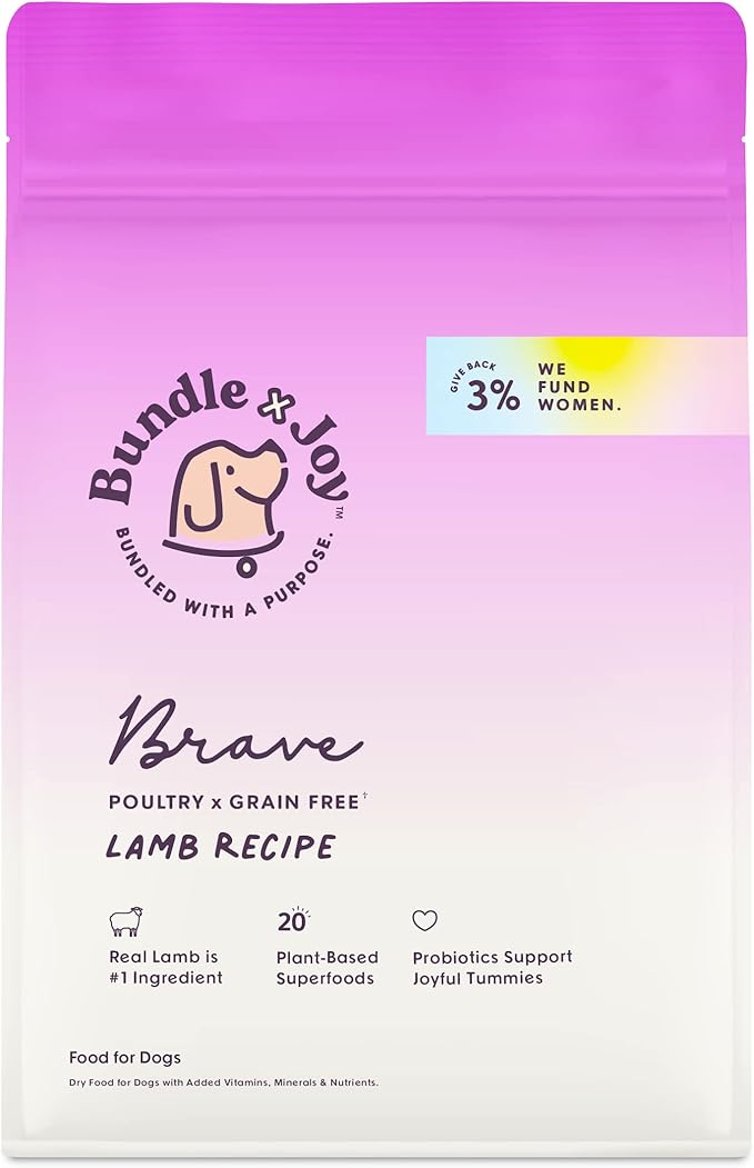Brave Probiotic Dog Food Dry, Lamb, 18lb Bag, Natural Grain Free Adult Kibble for Digestive Health Made with Real New Zealand Lamb, 20 Plant Based Superfoods, Corn, Poultry & Soy Free