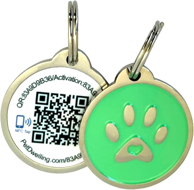 Smart NFC - QR Code Pet ID Tags - Dog Tags and Cat Tags: Instant Online Profile Access and Scan Location Email Alerts
