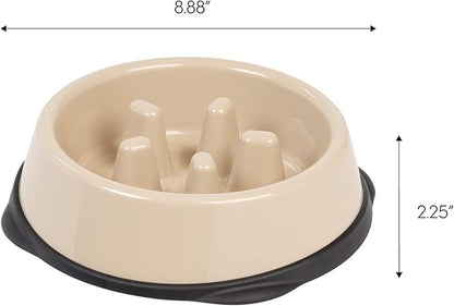 IRIS USA 2 Cups Slow Feeder Dog Bowl, Anti-Choking, Anti-Slip, Easy to Clean, Interactive Puzzle Toy, Healthy Digestion, Long snouted, Dogs Cats & Other Pets, BPA, PVC, Phthalate Free, Beige/Black