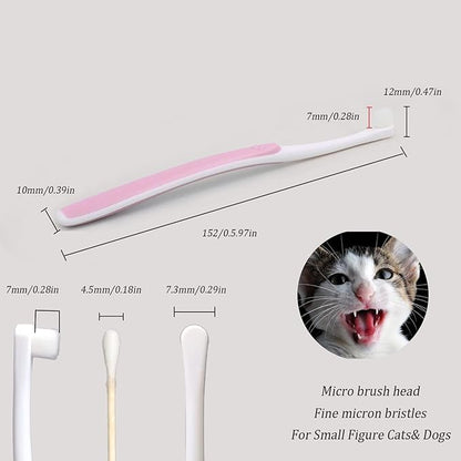 JGocot Small Dog Toothbrush,|Micro Brush Head|Nano Bristle|Soft Pet Toothbrush for Sensitive Gum&Teeth, Dog Teeth Cleaning Kit for Puppy, Kitten, Cats&Miniature Toy Size Dogs-Pink&Purple