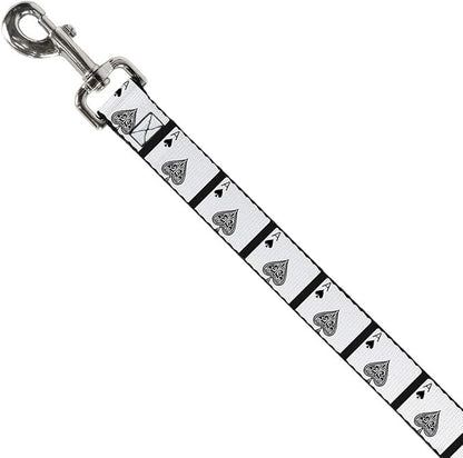 Buckle-Down Dog Leash Ace of Spades 6 Feet Long 0.5 Inch Wide