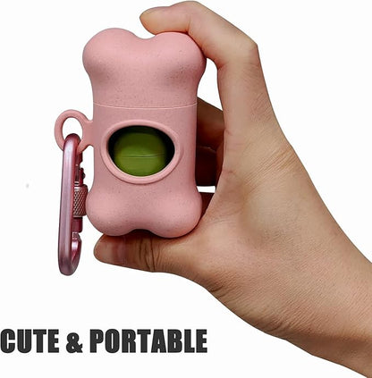 Bag Dispenser Dog Poop Bags Holder Dog Waste Bags Dispenser with Leak-Proof Green Poop Bags for Leash On The Go for Walking Dogs Outdoor(2 Holders 30 Bags,Pink)