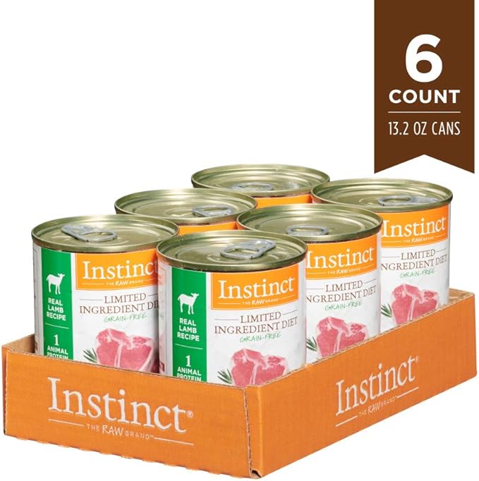 Instinct Limited Ingredient Diet Grain Free Real Lamb Recipe Natural Wet Canned Dog Food, 13.2 oz. Cans (Case of 6)