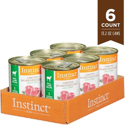 Instinct Limited Ingredient Diet Grain Free Real Lamb Recipe Natural Wet Canned Dog Food, 13.2 oz. Cans (Case of 6)