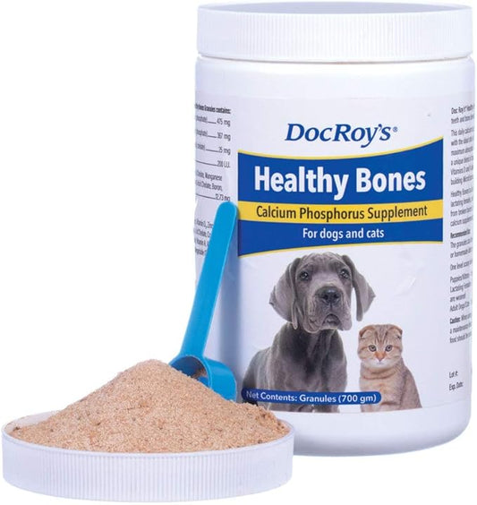Doc Roy's Healthy Bones- Calcium Phosphorus Supplement- for Dogs & Cats- 700 gm Granules